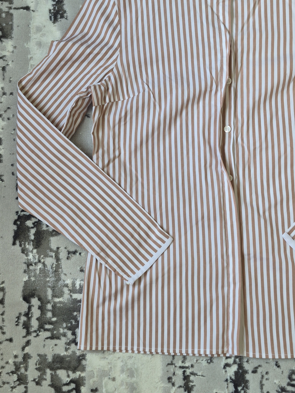 Nespresso White & Brown Vertical Stripe Long-Sleeve Shirt 40 New - Picture 6 of 11